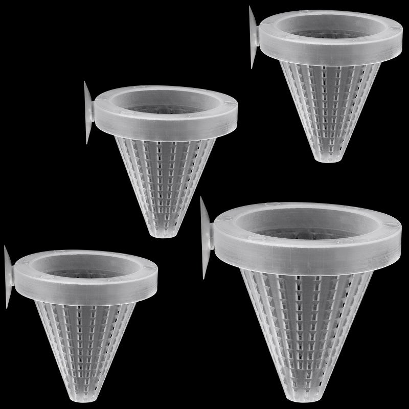 WEAVERBIRD 4PCS Aquarium Nematode Feeder, Live Blood Worm Plastic Cone Cup Shape Basket Feeder for Feeding Fish with Suckers - Image 1